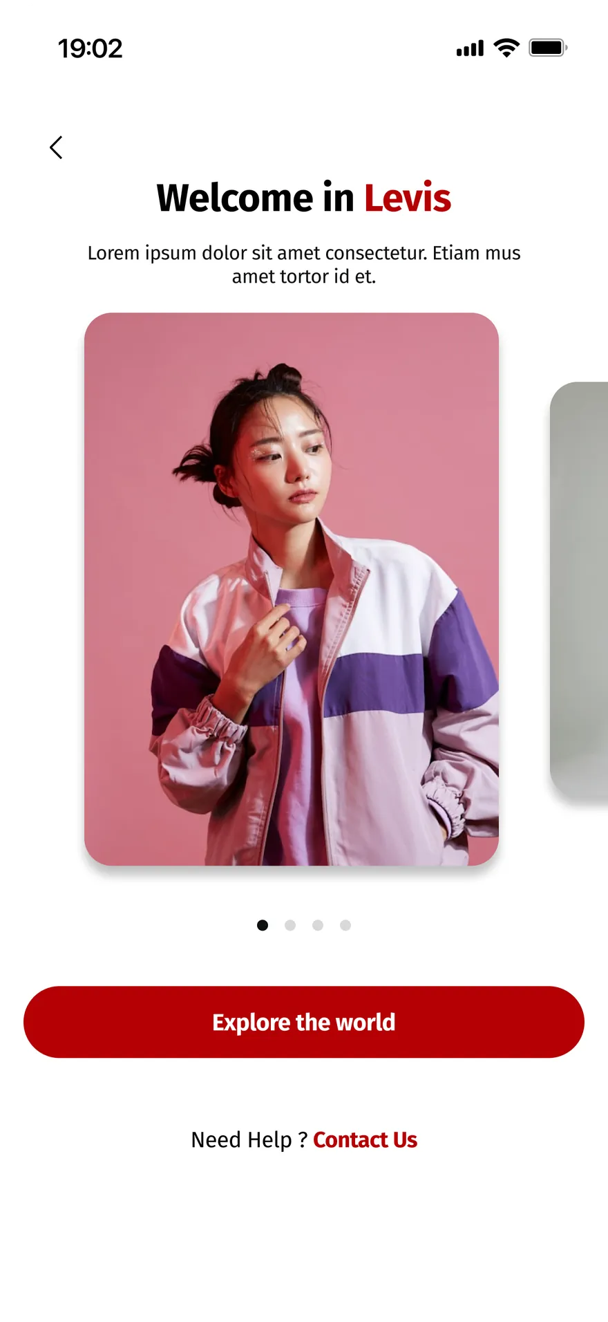 Écran « Welcome in Levis »