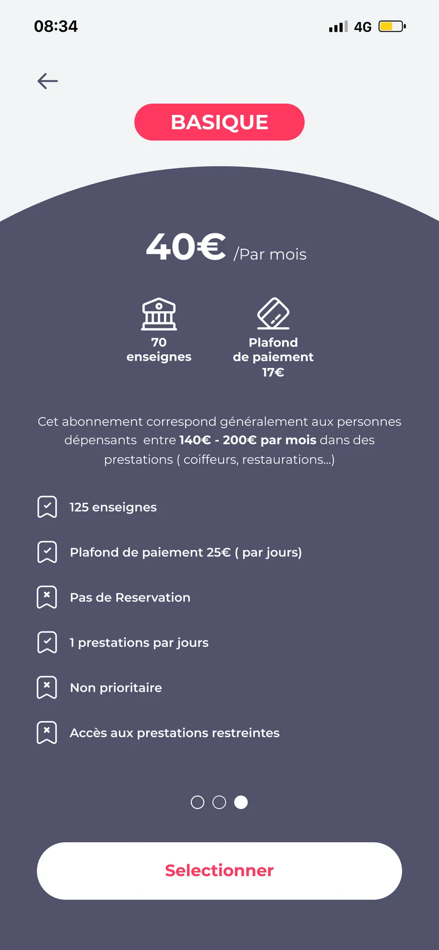 Formule Basique, 40 € par mois