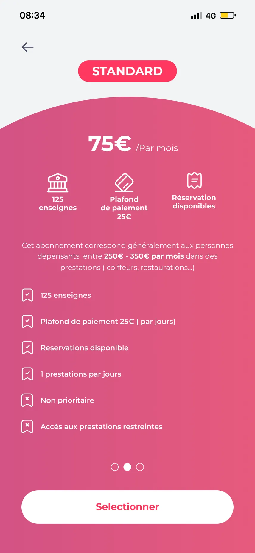 Formule Standard, 75 € par mois