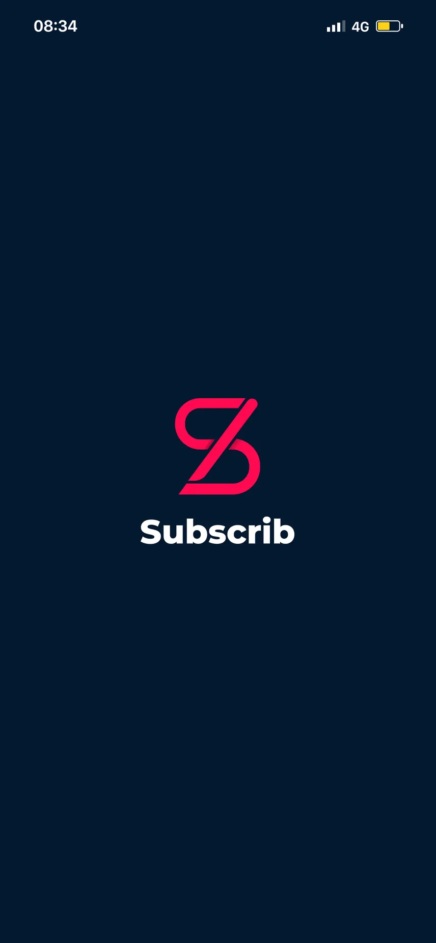 Écran de lancement avec le logo Subscrib