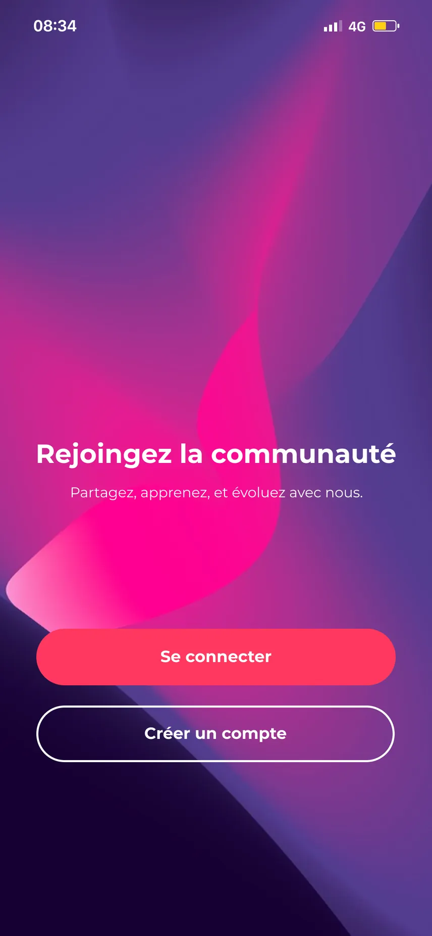 Écran « Rejoignez la communauté »