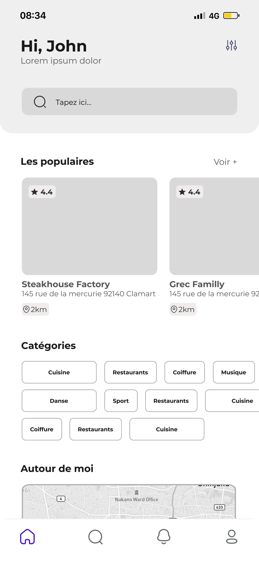 Wireframe de l’accueil